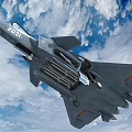 Modern Fighter Jet Flying with Numbered 2021 in Blue Sky and White Clouds