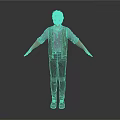 Man With Gray Hair Standing In Gray Shirt Green Vest Brown Pants Shoes Arms Outstretched