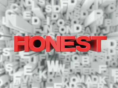 Background Wall With Gray Letters And Red Honest Text Design 3d model