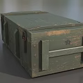 Vintage Green Military Weapon Storage Box With Worn Surface And Identification Marks For Arms Storage