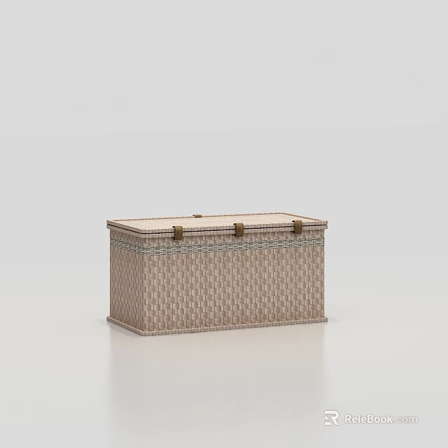 Woven Storage Box With Lid Natural Color And Crafted Design For Home Storage 3d model 