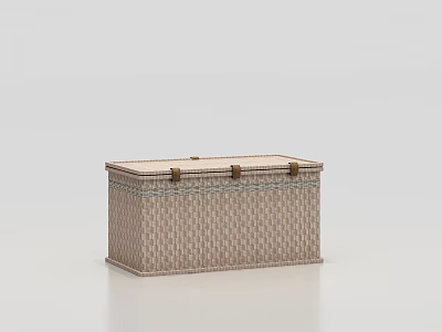 Woven Storage Box With Lid Natural Color And Crafted Design For Home Storage 3d model