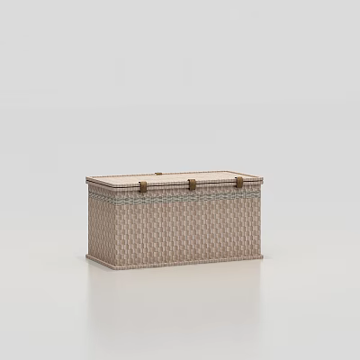 Woven Storage Box With Lid Natural Color And Crafted Design For Home Storage 3d model