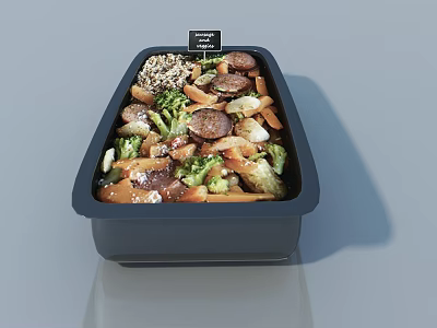 Black Square Lunch Box With Side Hung Door Design For Happy Meal Food Storage 3d model