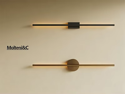 Modern Slim Linear Wall Lamps With Black And Gold Geometric Design 3d model