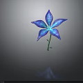 Vibrant Blue Flower With Shiny Petals And Green Stem On Dark Background