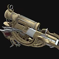 Intricate Mechanical Weapon With Gears Telescope Crescent Moon Feather And Gear Structure