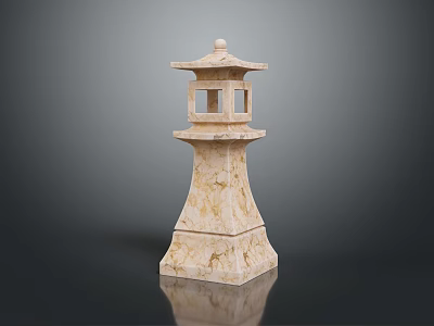 Traditional Marble Stone Lantern With Multi Tiered Design And Roof Like Top 3d model