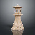 Traditional Marble Stone Lantern With Multi Tiered Design And Roof Like Top