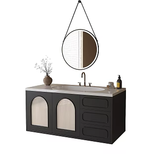 French Bathroom Cabinet Washstand Mirror Bathroom Cabinet 3d model