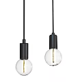 Modern Pendant Lights With Black Base And Transparent Glass Bulb Design