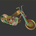 Shiny Gold Custom Motorcycle With Classic Design Spoked Wheels And Glossy Finish