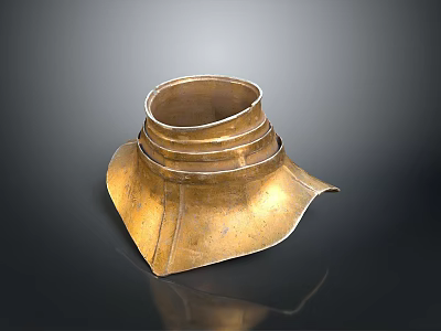 Brass Decorative Vessel With Layered Ring Structure And Square Base 3d model