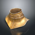 Brass Decorative Vessel With Layered Ring Structure And Square Base