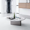 Elegant Modern Kitchen Interior With Marble Coffee Table And Wine Accessories