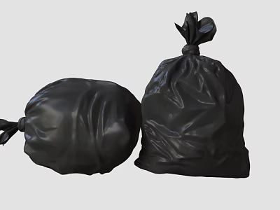Black Plastic Trash Bags For Household Daily Use And Waste Disposal 3d model