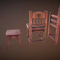 Vintage Wooden Furniture Collection Featuring Classic Chairs And Rustic Stools