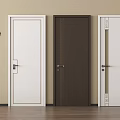 Modern Hinged Doors in White Dark Brown with Decorative Patterns Simple Lines and Sleek Frames 3d model