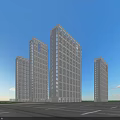 Modern High Rise Residential Buildings With Blue Sky Background And Parking Lot