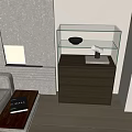 Sleek Modern Entryway Side Cabinet Featuring Glass Display Shelf And Drawers