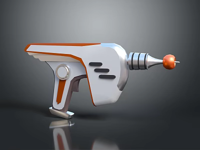 White And Orange Handheld Tool With Gun Shaped Design And Orange Tip 3d model