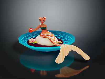Modern Game Character Birthday Cake Chocolate Cake Dessert Mermaid Cake 3d model