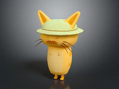 Yellow Game and Movie Character With Big Ears Light Green Hat and Small Mustache 3d model
