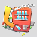 Red Commercial Water Bottle Vending Machine Featuring Hydro Homie Brand Coins And Decorative Plants
