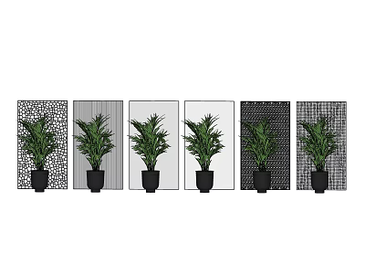 Decorative Room Dividers With Various Patterns And Green Plants For Modern Home Interior Design 3d model