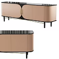 Elegant Modern Entryway Console Cabinet With Beige Leather Gold Handles And Black Legs