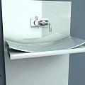 Sleek Modern Wall Mounted Washbasin With White Countertop Silver Faucet And Green Plant