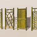 Bamboo Fence with Various Decorative Patterns and Unique Designs for Garden 3d model