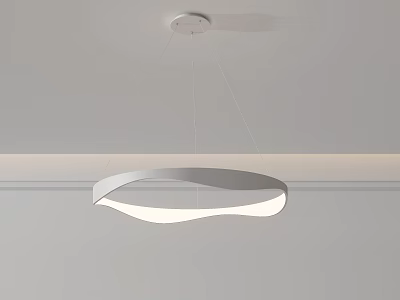 Modern White Minimalist Chandelier With Circular Wave Design For Interior Lighting 3d model