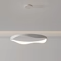 Modern White Minimalist Chandelier With Circular Wave Design For Interior Lighting
