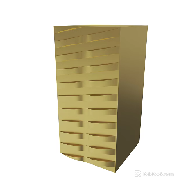 Golden Vertical Drawer Cabinet With Multiple Storage Drawers Modern Design for Home Office Organization 3d model 