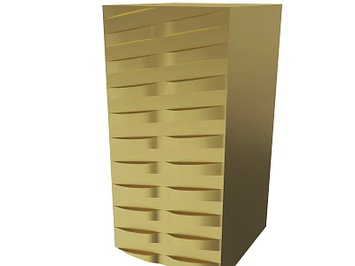 Golden Vertical Drawer Cabinet With Multiple Storage Drawers Modern Design for Home Office Organization 3d model