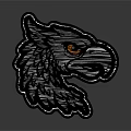 Gray Eagle Head With Feathered Texture On Dark Background And Reflection