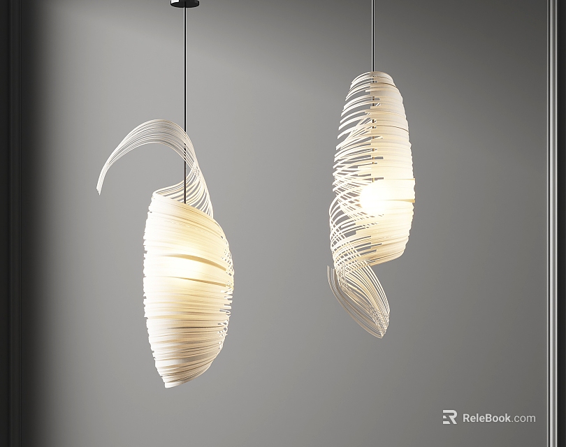Modern White Pendant Lights With Twisted Woven Design For Interior Decor 3d model 