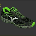 Black And Green Running Shoes With Gray Accents White Logo And Cushioned Sole