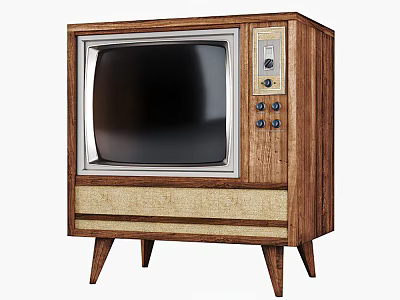 Classic Vintage Television Set with Wooden Cabinet Retro Knobs and Sturdy Legs 3d model