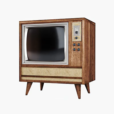Classic Vintage Television Set with Wooden Cabinet Retro Knobs and Sturdy Legs 3d model