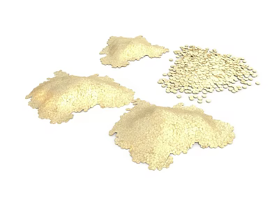 Golden Granular Material With Various Shapes And Sizes On White Background 3d model