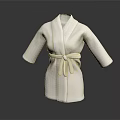Elegant White Kimono Style Robe With Long Sleeves And Waist Sash