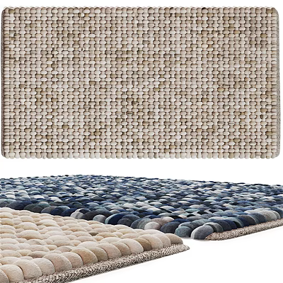 Square Rugs With Handwoven Textured Design In Neutral Blue And Beige Tones 3d model