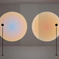 Modern Floor Lamps Featuring Circular Warm And Cool Gradient Light Projection On Vertical Stripe Wall 3d model