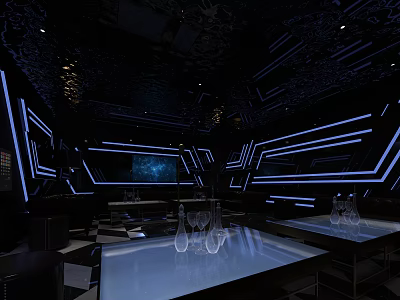 Modern KTV Box Room Tea Area Station Area Night 3d model