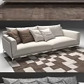 Modern Two Seater Sofa With Multiple Cushions In Light And Dark Colors 3d model