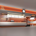 Modern Bubble Tea Shop Interior With Orange Decor Counter And Menu Board 3d model