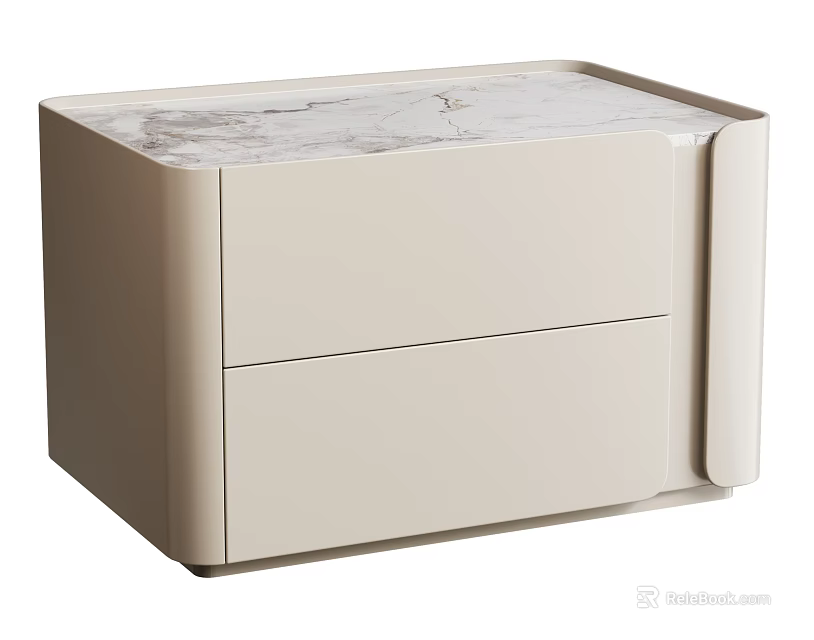 Sleek Modern Entryway Console Cabinet With Beige Finish And Marble Top 3d model 