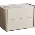 Sleek Modern Entryway Console Cabinet With Beige Finish And Marble Top